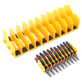 PURATEN Plier Organizer Rack for Toolboxes Drawer, 10-Slot Pliers Cutters Organizer Storage Rack with Non-Slip Rubber Base can Keep Tools in Place and Easy to Identify (Yellow)