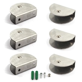 Glass Clamp 8-12mm Stainless Steel Glass Shelf Clips Wall Mounted Glass Shelf Support Shelf Bracket (Pack of 6)