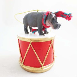 Conversation Concepts Little Drummer Hippopotamus Christmas Ornament - Hand Painted - Delightful
