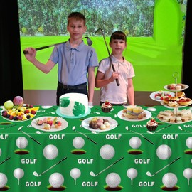 4 Pack Golf Table Cloth Sport Party Decorations Sports Rectangle Tablecloth Golf Waterproof Table Covers for Birthday Picnic Sports Themed Party Stadium Supplies 51 x 86 in