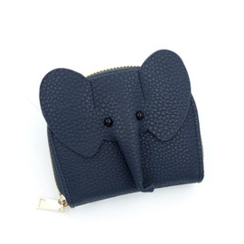 EILB Wallet Card Holder, RFID Blocking Purse,Cute Elephant Small Minimalist Leather Credit for Women, Girls, Ladies (Blue)