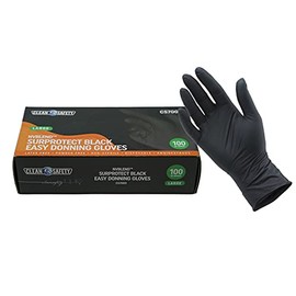 CleanSafety Nitrile/Vinyl NVBlend Easy Donning Industrial Gloves Black Box/100 (Medium)