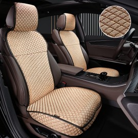 XZPILINA Breathable Car Seat Cover,Front Seat Protector,Luxury Driver Seat Cover, Universal Car Seat Cushion,Suitable for All Seasons,Airbag Compatible(Beige，2PCS)