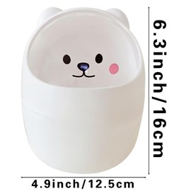 JVHLOV Desktop Trash Can with Lid, Mini Desktop Bin, Plastic Garbage Bin, Mini Desk Trash, Desk Trash Can with Lid, for Bathroom, Office, Dressing Table(White/Grey) (White)