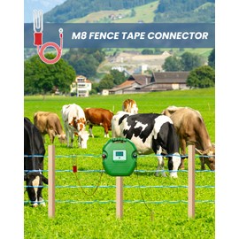 M8 Heart Lead Electric Fence Connectors Earth Stake and Fence Connector Wire for Electric Fence Energiser Horses Livestock Ranch Electronic Stainless Steel Hook Belt Connector M8 Terminal Accessories