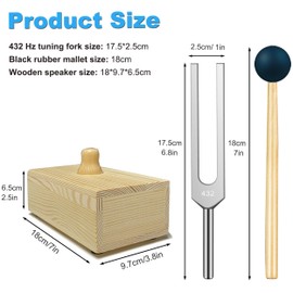 Lrowvenu 432 Hz Tuning Fork with Resonance Box, Aluminum Alloy, Wooden Speaker, Ideal for Sound Healing, SPA Aromatherapy, Tuning Fork Resonance Teaching, Hearing Tests, Meditation etc