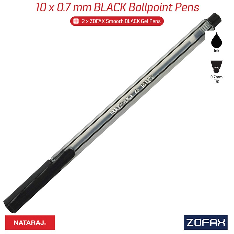 NATARAJ Mist Fine Tip Soft Smooth Ballpoint Pens (10 x