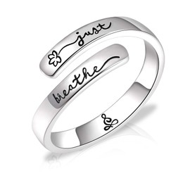 Cosmeria 925 Sterling Silver Inspirational Rings for Women Hope Rings Encouragement Jewelry, silver, L