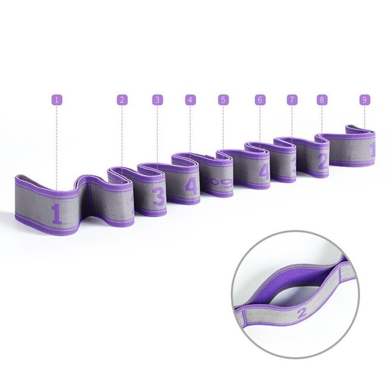 BEALIFE Blue 9 Loops Yoga Pull Strap Fitness Stretching Band