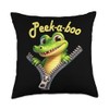 Funny - Peek-a-boo - Crocodile Throw Pillow