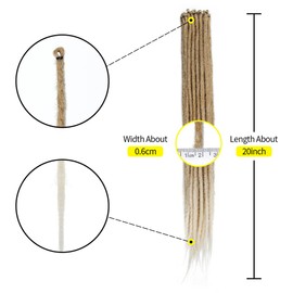 20 Inch Thin 0.6cm Dreadlock Extensions Soft Handmade Synthetic Dreads SE Brown to Blonde Braids Dreads Locs Extension 20 Strands/Pack