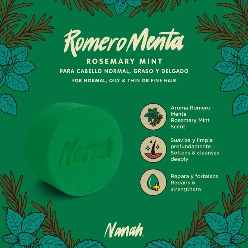 Nanah Shampoo Natural En Barra De Romero Y Menta