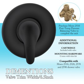 Moen Compatible Shower Trim Kit, Single Handle Replacement for Posi-temp Tub Faucet Valve, Fit for Moentrol Shower Valve Trim Kit (Black)