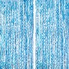 Maxqzin 2Pack Foil Fringe Curtains Tinsel Curtain Backdrop Wavy Blue