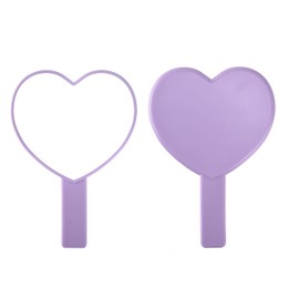 TBWHL Heart-Shaped Travel Handheld Mirror, Cosmetic Hand Mirror with Handle, Cute Hand held Mirror for Shaving Single-Sided Portable Travel Vanity Mirror for Men & Women (Purple, 1Pack)
