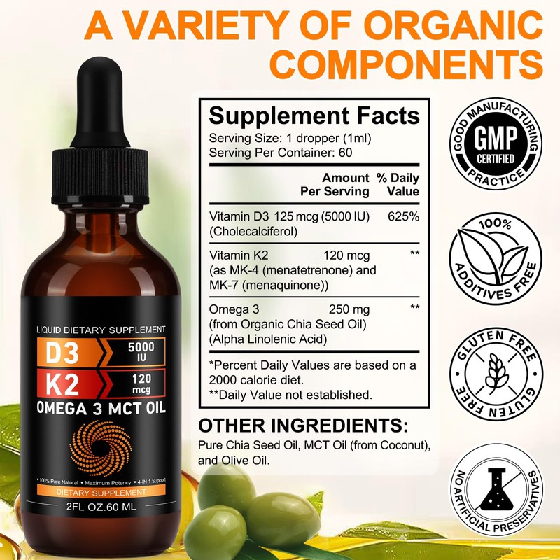 Daiasns Vitamin D3 5000 IU & K2 (MK-7) 120 mcg