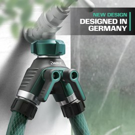 2WAYZ Dual Outlet Water Hose Splitter - Heavy-Duty Brass Y Connector, 360° Rotation, Easy Installation, Leak-Proof Design with Spigot Extender - Ideal for Garden, Washing Machines, Outdoor Faucets