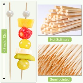 1000 Pieces Cocktail Picks Fancy Toothpicks for Appetizers 4.7 Inch Decorative Appetizer Skewers Cocktail Sticks for Drinks, Fruit, Charcuterie, Wedding Food Party (White)