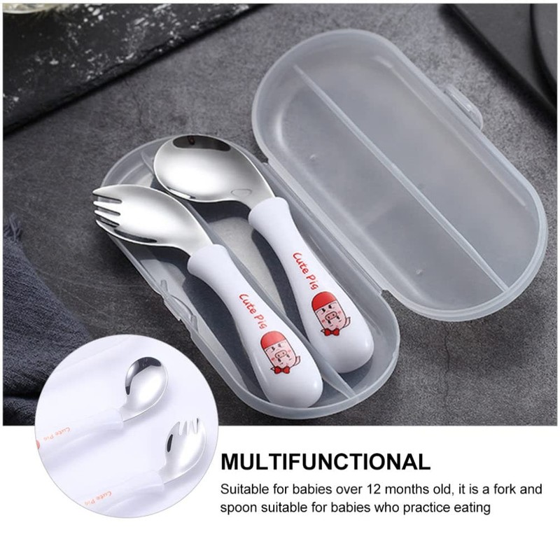 STOBOK 1 Set Toddler Practicing Tableware Baby Spoons Forks Utensils