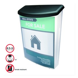 Deflecto 790901 Outdoor literature display box, clear with black lid, 10w x 4-1/2d x 13-1/8h