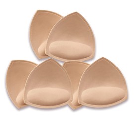 WMugthome 3 Pairs Sewn Bra Pads Push Up of Triangle Inserts for Replacements Bikini Top and Sports Swimsuit Bra Inserts(Beige Massage C/D CUP)