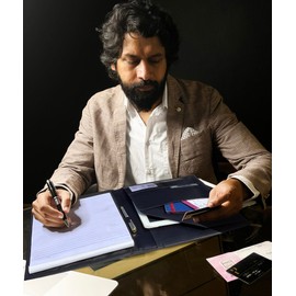 Rustic Town Leather Portfolio for Men - Padfolio Resume File Folder - Interview/Legal Document Organizer for Letter Size Writing Pad with Business Card Holder