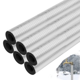 UCandy 6 Pack Pipe Insulation Foam Tube, 3/4'' Self-Adhesive Pre Slit Foam Pipe Covers Polyethylene with Aluminum Foil for Spigot, Winter Outside Pipes, Water Heater Pipes Freeze Protection