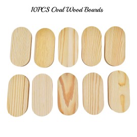 Unfinished Wooden Blocks, Oval Wooden Boards for Crafts, Blank, Whittling Wood Blocks for Engraving, Wood Burning, Painting (10 x 5 x 1cm/10 Pack)