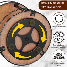 MUTUALUS Lazy Susan Organizer 2 Tier - Turntable Spice Rack for Table Top, Wooden Rotating Lazy Susan for Cabinet Pantry Kitchen Countertop Dining Table Cupboard Bathroom Vanity Storage