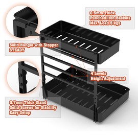 EVERIE Metal Pull Out Slide Shelf Organizer for Under Sink Organization in Kitchen, Bathroom, Counter, Cabinets, Minimum Available Space 13" Wide x 16.5" Deep (Black, 1 Set)