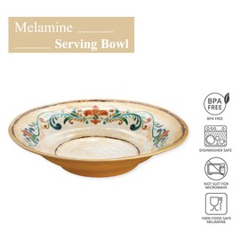 Supreme Housewares Tuscany Melamine Serving Bowl, Large Salad Bowl, Italian-Inspired Vintage Floral Pattern, for Charcuterie, Food and Fruit, Multicolor, 16" Dia. x 3.5" H