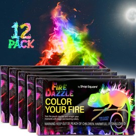 Fire Dazzle Fire Color Changing Packets for Fire Pit - 12 Pack Color Packets, Flame Changer for Fire Pit and Campfires - Camping Games Accessories for Kids and Adults