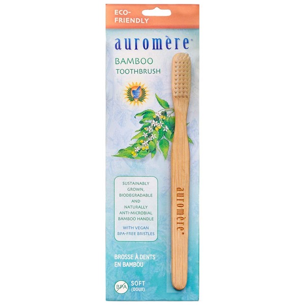 Auromere Bamboo Toothbrush - Eco Friendly, Vegan, Sustainably Grown, with Soft Bristles (1 Pack)