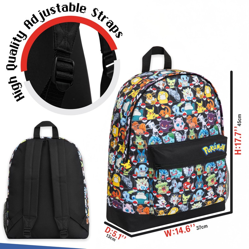 Pokemon Backpack for Kids Teens Boys Girls Pikachu Anime Bookbag