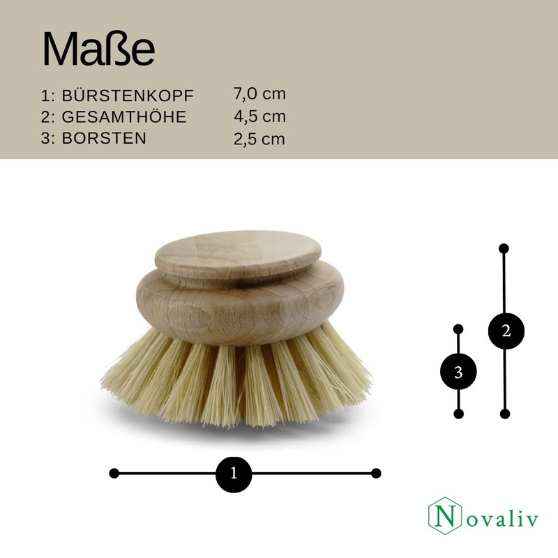 Novaliv 4 x Replacement Brushes, Natural Fibre, Large, Interchangeable Head,