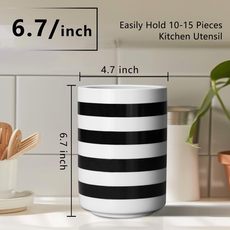 Sunddo Kitchen Utensil Holder, 6.7" Large Utensil Crock, Utensil Holder