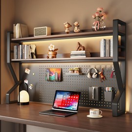 Desk Shelf, 2-Tier Desktop Organizer, 53.1" L,Desk Hutch Storage Rack