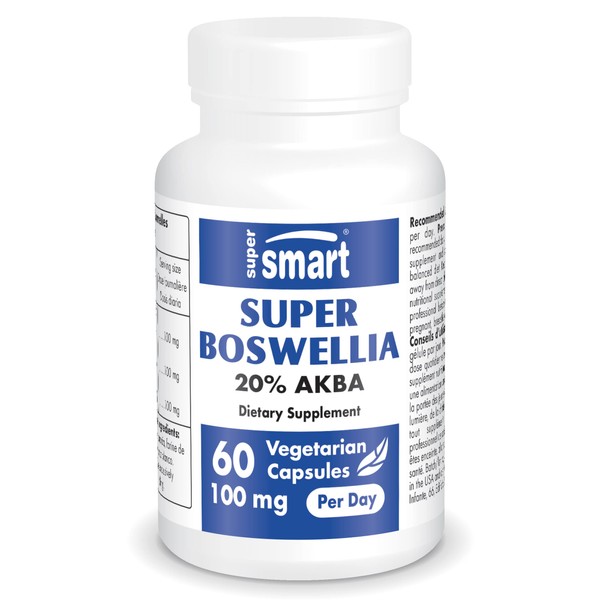 Super Boswellia - Aiuta a ritrovare il comfort articolare - Antinfiammatorio - Estratto di Boswellia Serrata standardizzato al 20% di AKBA - Elevato assorbimento - Vegano - Senza glutine - Supersmart