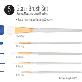 FolkArt Glass Paintbrush Set, Set of 5 Premium Contour Brushes Perfect for DIY Arts and Crafts Projects, 36572