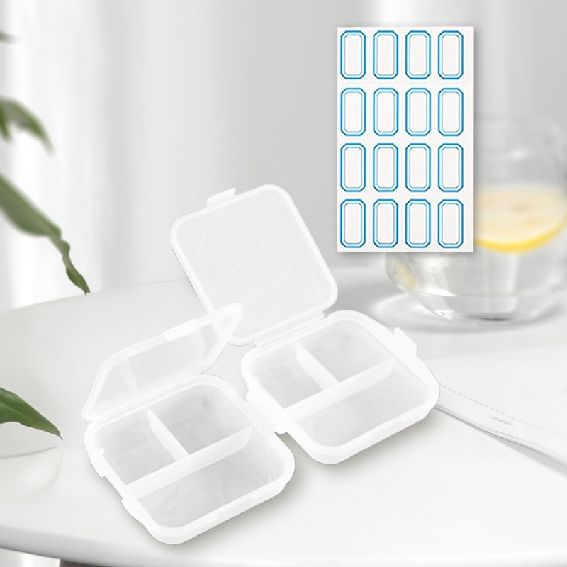 Travel Pill Organizer 6 Compartments Portable Pill Case with Double