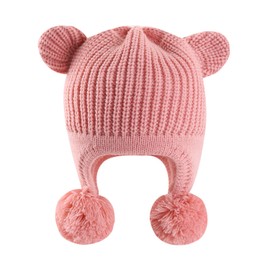 YAMEE Winter Hat Warm Baby with Earflap Windproof Beanie for Children Light with Soft Polar Fleece Lining, Knitted Hat for Girls Boys with Bear Ears, Beanie Hat Unisex Baby for Outdoor Activities,