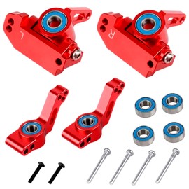 Alloy RC Steering Blocks Caster Block Rear Stub Axle Carriers Upgrades Part for 1/10 2WD Stampede Slash Rustler Nitro Slash,Replaces of 3632 3736 3752.(Red)