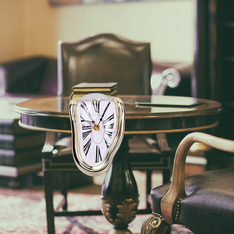 Tinsellns Melting Clock, Surrealistic Salvador Dali Inspired Table Shelf Desk