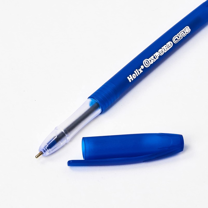 Helix Oxford Curve Ballpoint Pens (x10 Pack Blue Ink) with