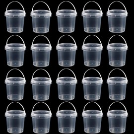 Lobergel 20 Pack 33oz Slime Containers with Lids and Handles, 1000ml Plastic Storage Bucket Container, Clear Slime Storage Case Storage Jars for DIY Candy, Bead, Art Crafts, Lotion,Small Tools