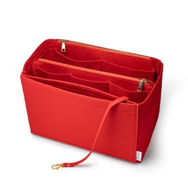 AT Allure-T Felt Handbag Organiser, 2-in-1 Removable Zip Bag, Bag in Bag Organiser Bag, Neverfull gm, Red L