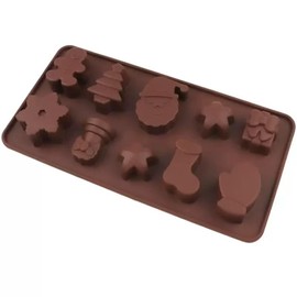 Christmas Silicone Molds 2 Pack - 10 Cavity Non-Stick Chocolate and Candy Molds for Baking, DIY Fondant, Ice Cubes - Santa Claus, Gingerbread Man, Tree, Snowflake, Star, Gift, Socks (Food Grade)