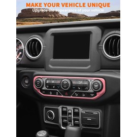 Savadicar Pink Interior Accessories - Infotainment HVAC Climate Control Panel Bezel Trim for 2018-2023 Jeep Wrangler JL JLU 4XE & Gladiator JT - Solid Color Interior Decor Upgrade Option, 1 PC