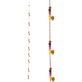 Ghungroo Vintage Bell Latkan for Wall Décor Decoration 10 Golden Handmade Bells in a String with Beads for Home Office Garden Decoration and Gifting (Ghungroo String)