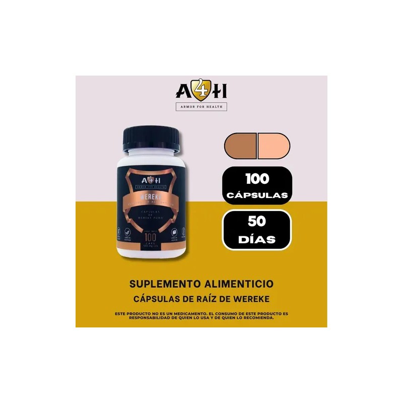 Suplemento Wereke Puro De 100 Cápsulas 500 Mg A4h Sabor